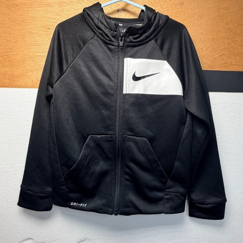 Nike Training Dri-FIT Kids Black Full Zip‎ Hoodie Sweatshirt Size 5S 4-5 Years